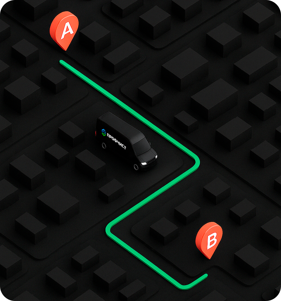 Автомобиль доставки фирмы Профчист на карте